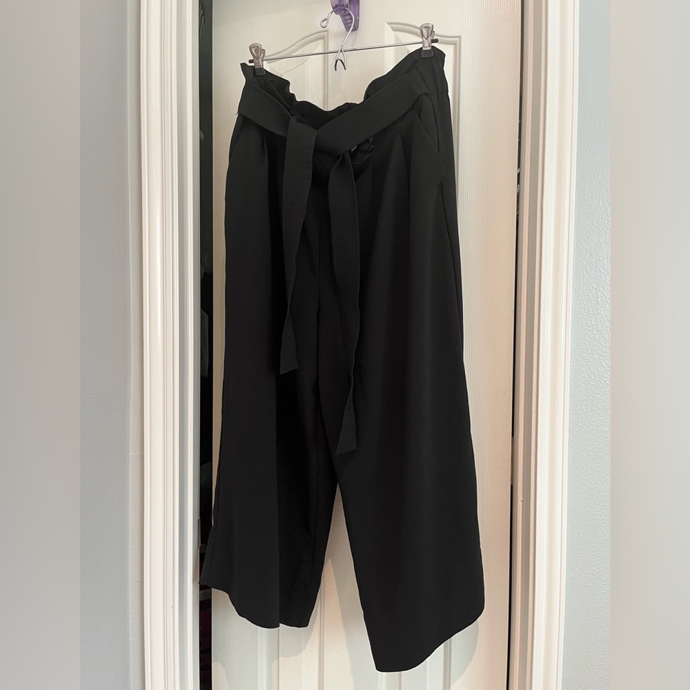 Madewell Black Wide Leg Elastic Waist Cropped Pants, Size XXL